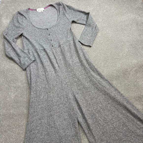 Anthropologie Marisa Hacci Wide Leg Sleep Jumpsuit Romper Jersey Gray Sml Soft - Picture 8 of 16